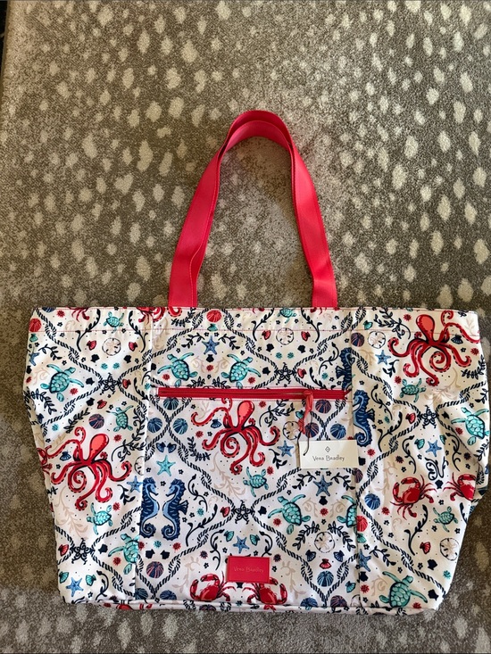 Vera Bradley Handbags - Vera Bradley Sea Life Large Family Tote with Red Handles